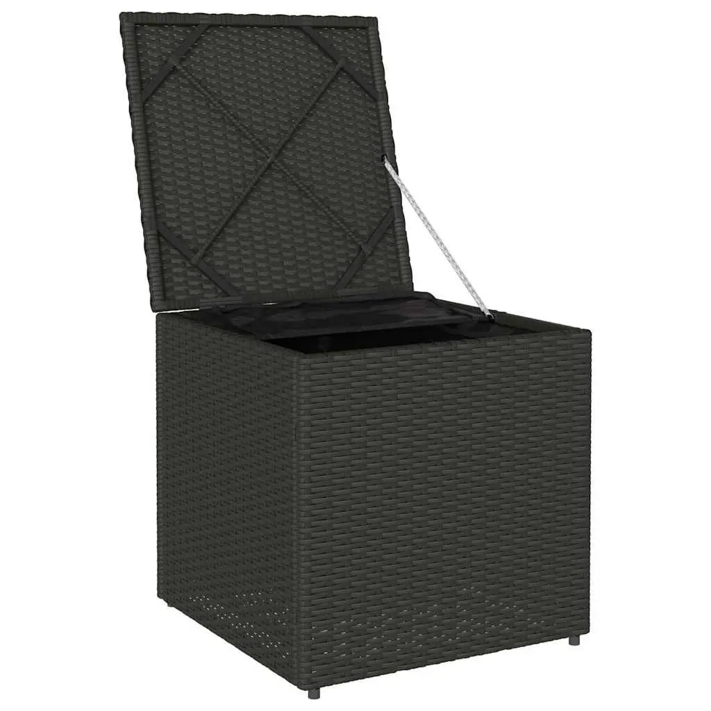 Cushion Storage Box Outdoor Poly Rattan Rectangular 50cm Black