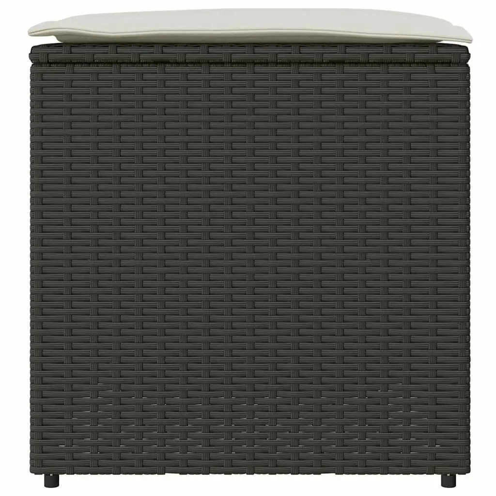 Cushion Storage Box Outdoor Poly Rattan Rectangular 50cm Black