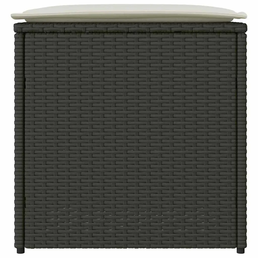 Cushion Storage Box Outdoor Poly Rattan Rectangular 50cm Black