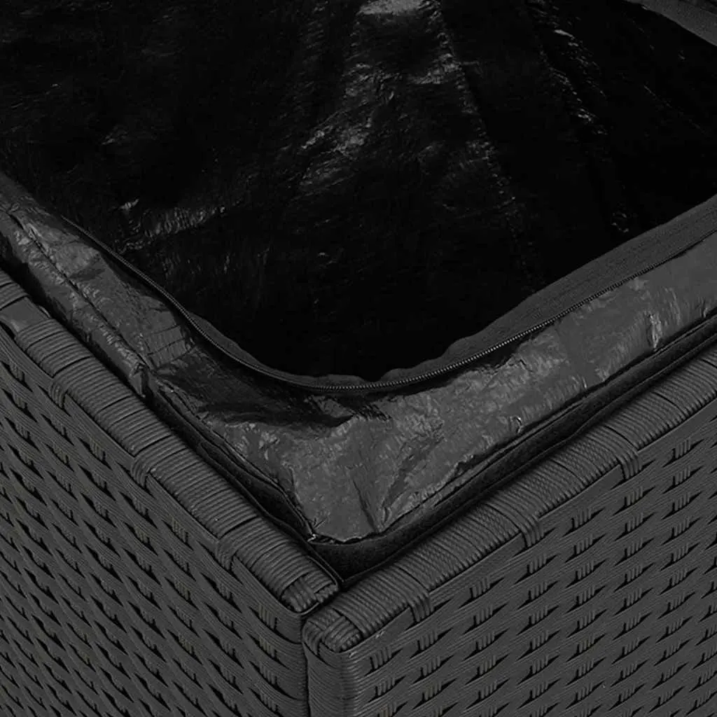 Cushion Storage Box Outdoor Poly Rattan Rectangular 50cm Black