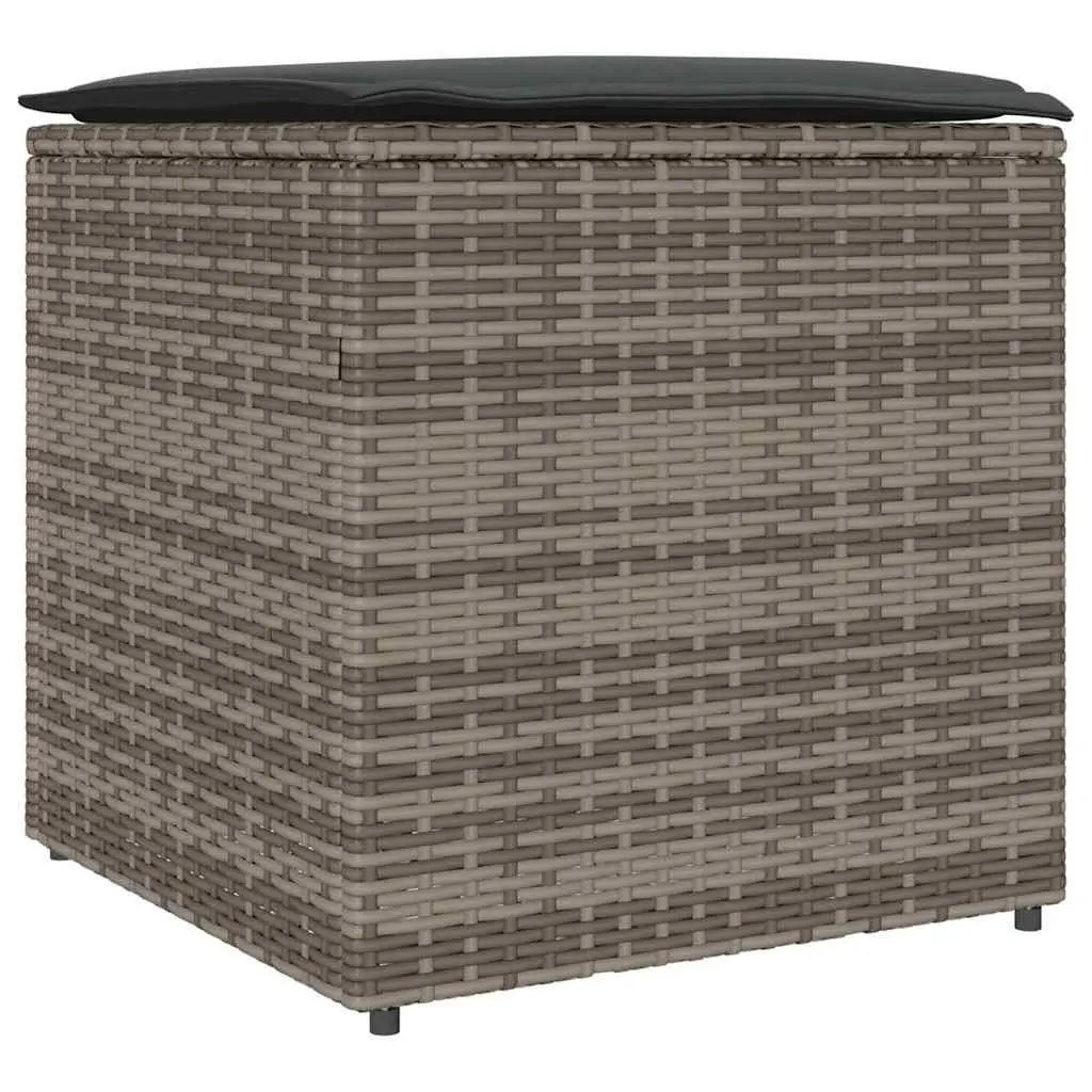 Cushion Storage Box Outdoor Grey Poly Rattan 50 x 50 x 50 cm