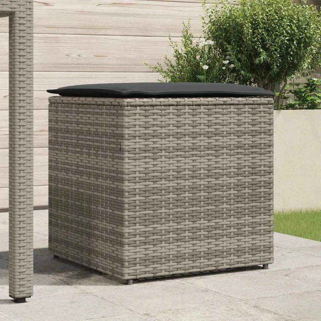 Cushion Storage Box Outdoor Grey Poly Rattan 50 x 50 x 50 cm