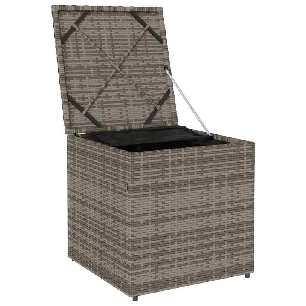 Cushion Storage Box Outdoor Grey Poly Rattan 50 x 50 x 50 cm