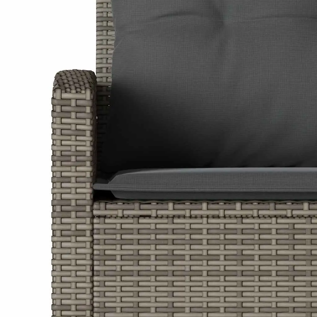L-Shaped Couch Sofa Outdoor Garden Patio Grey Poly Rattan with Cushions