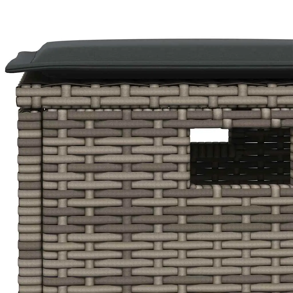 Outdoor Dining Set Grey Garden Table Chairs 5 Piece Poly Rattan Cushions
