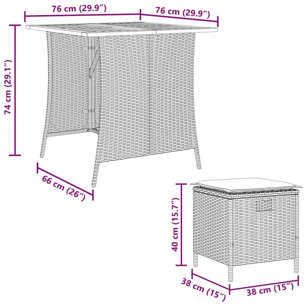 Outdoor Dining Set Grey Garden Table Chairs 5 Piece Poly Rattan Cushions