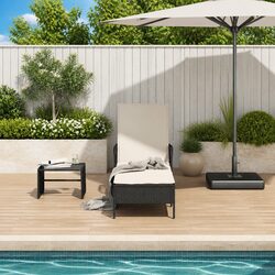 Sun Lounger with Adjustable Backrest Outdoor Garden Patio Lounging Chair Black