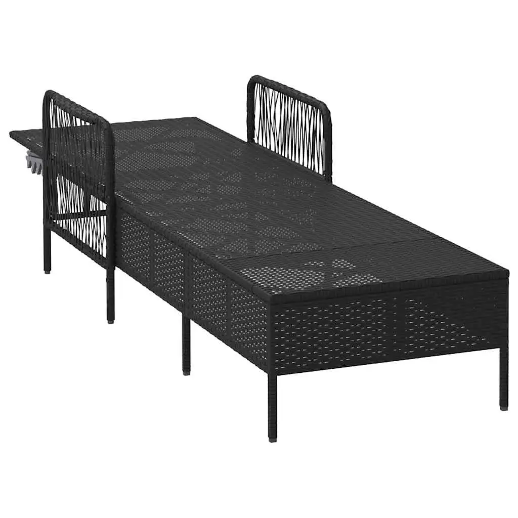 Sun Lounger Adjustable Backrest Outdoor Garden Patio Chair 55x200x92cm Black