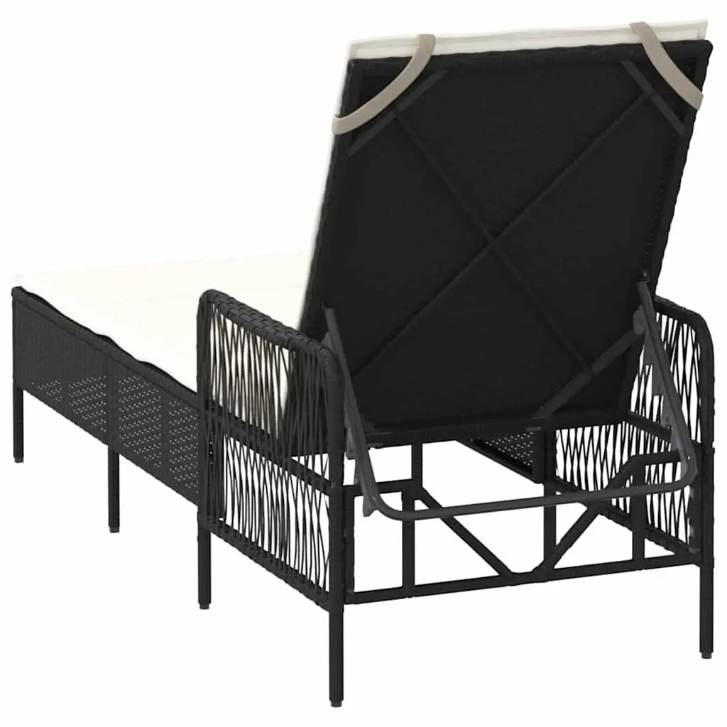 Sun Lounger Adjustable Backrest Outdoor Garden Patio Chair 55x200x92cm Black