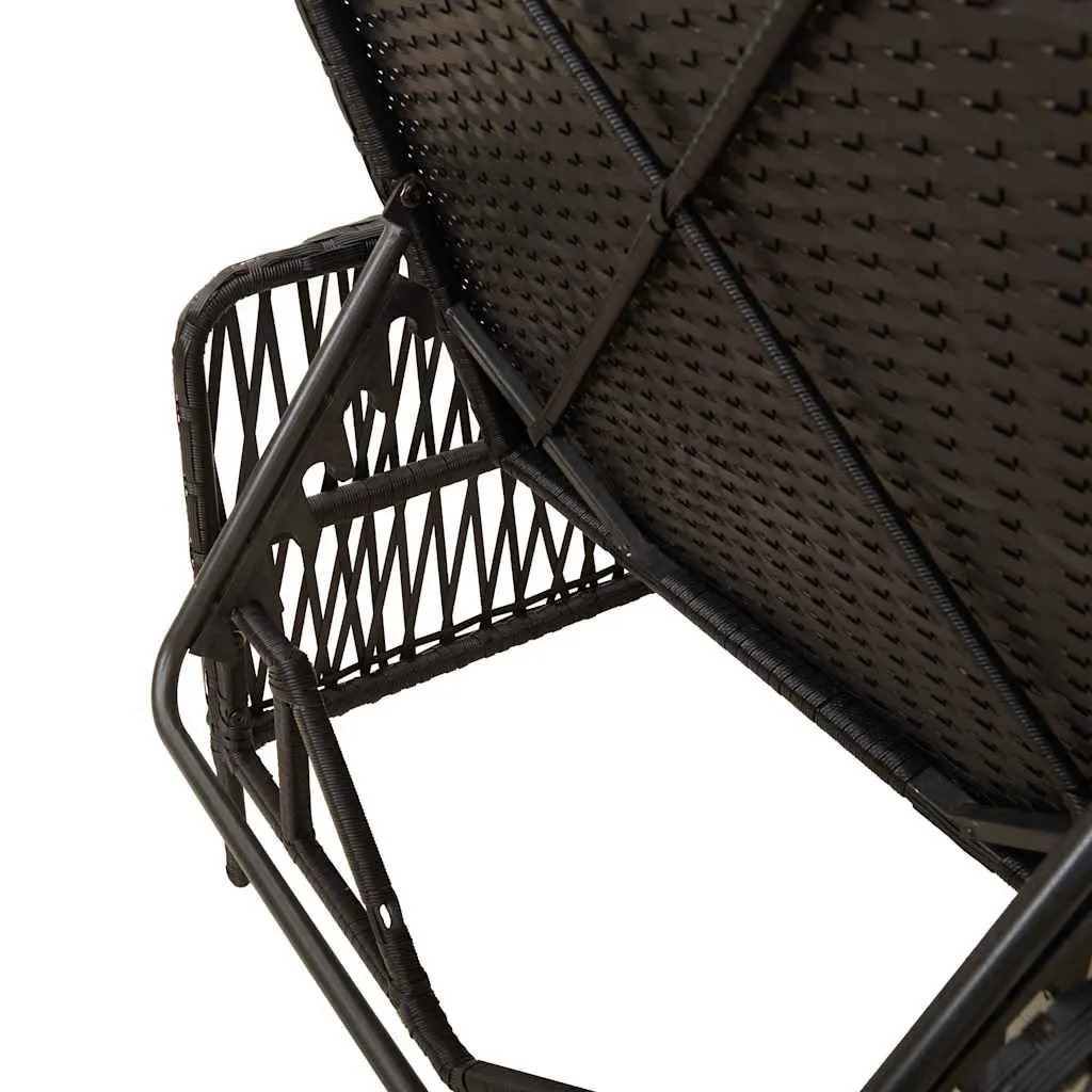 Sun Lounger Adjustable Backrest Outdoor Garden Patio Chair 55x200x92cm Black