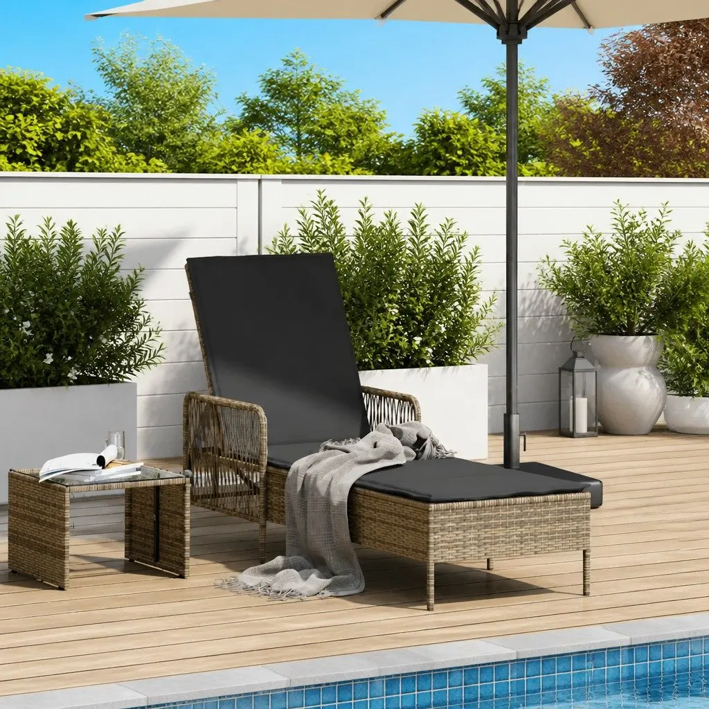 Grey Poly Rattan Sun Lounger for Lasting Comfort