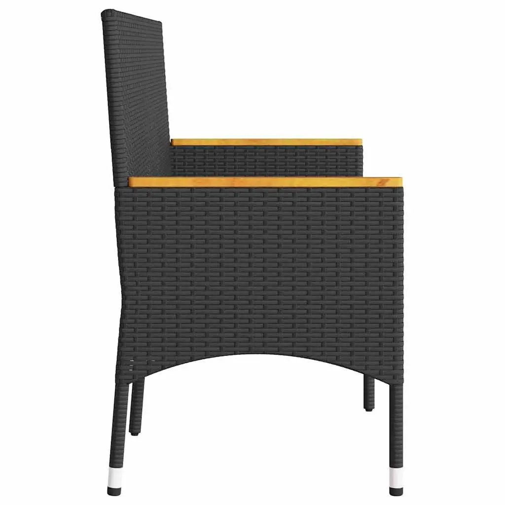 Garden Bench 3-Seater Outdoor Patio Furniture Black Rattan