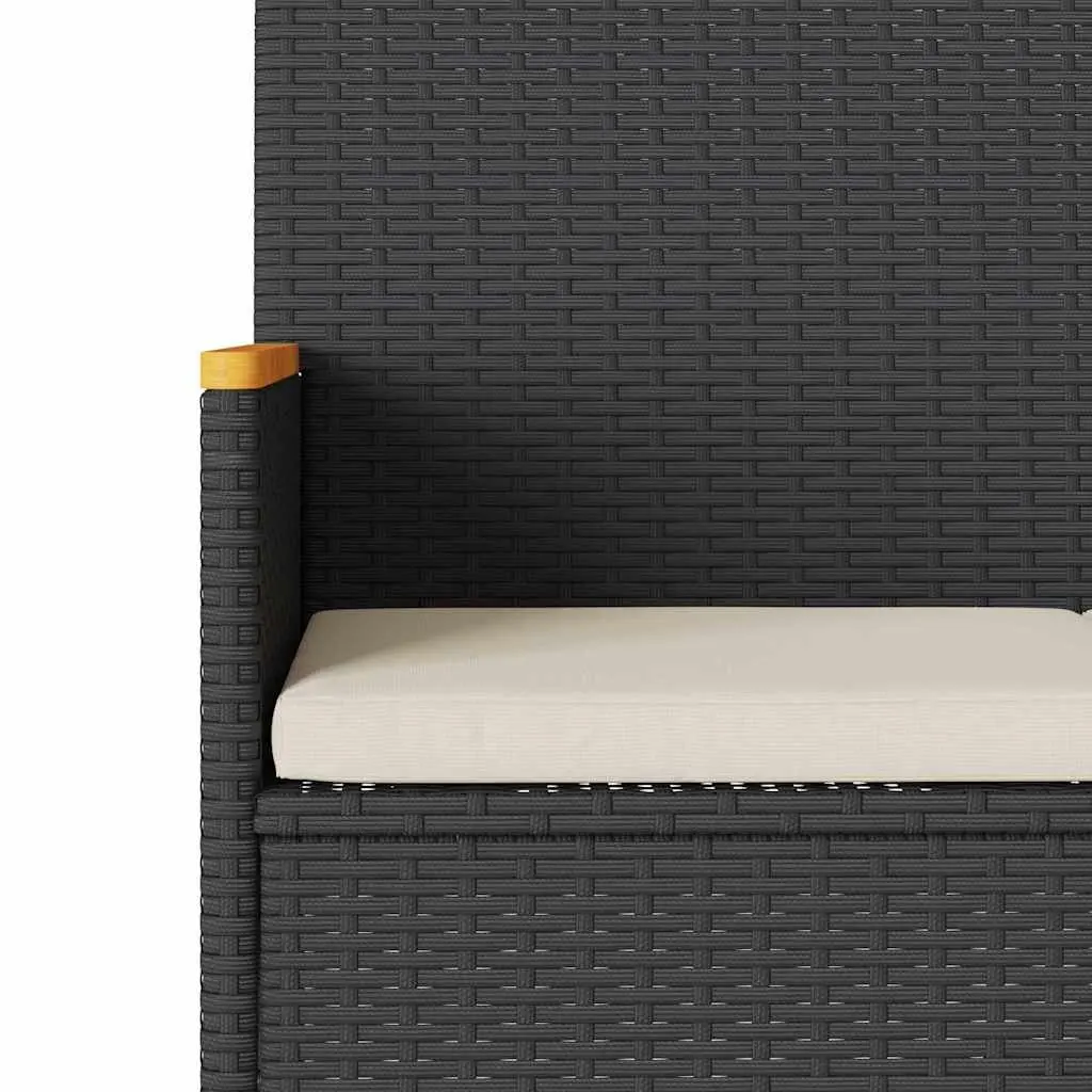 Garden Bench 3-Seater Outdoor Patio Furniture Black Rattan
