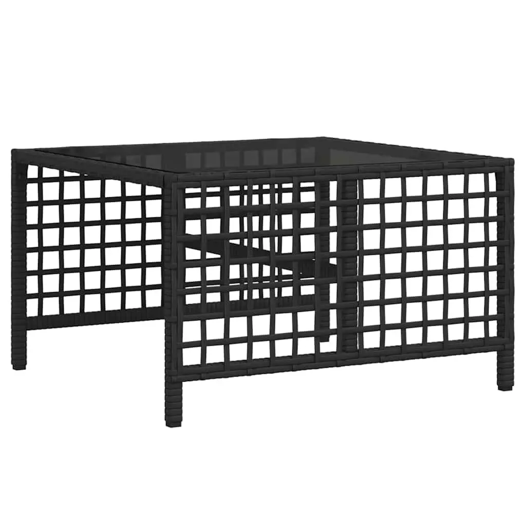 Corner Garden Sofa Set 3 Piece Outdoor Relaxation Adjustable Black Poly Rattan with Cushions and Glass Table