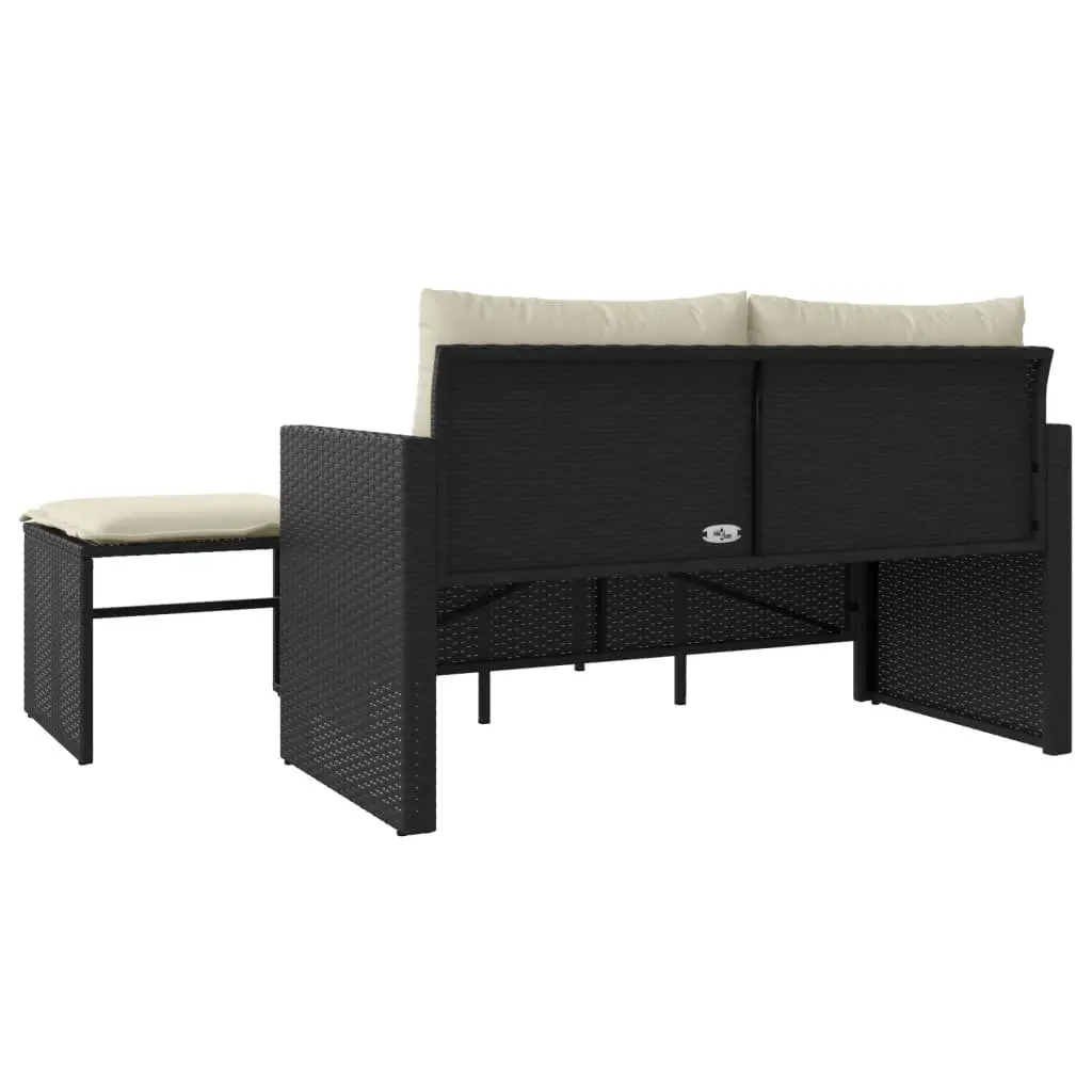 Outdoor Sofa Set Black Cushions 3 Piece Garden Furniture