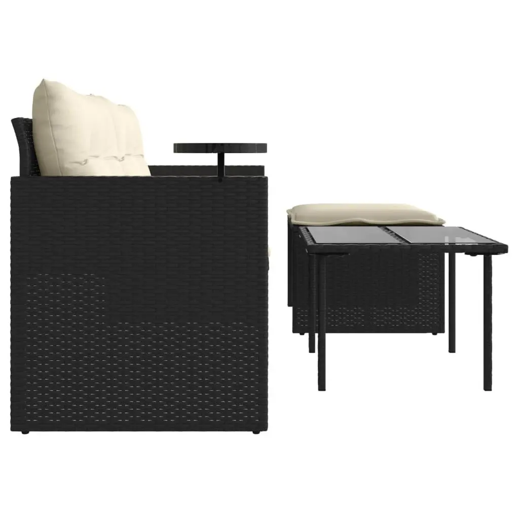 Outdoor Sofa Set Black Cushions 3 Piece Garden Furniture