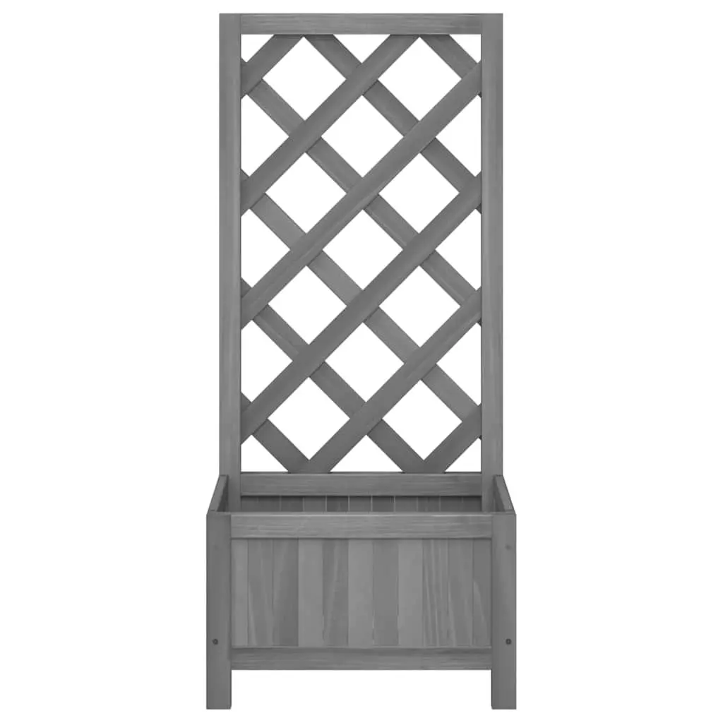 Wooden Planter Grey Trellis for Climbing Plants Outdoor Garden Patio