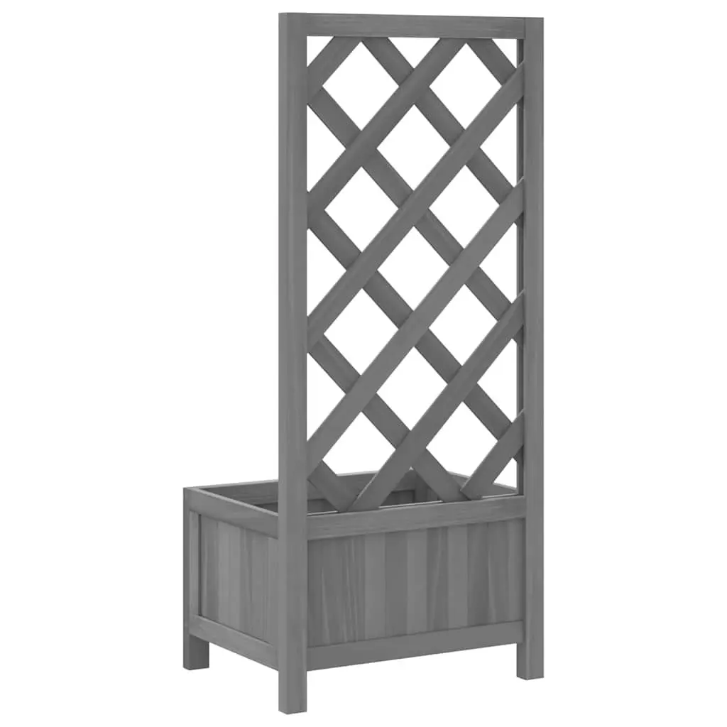 Wooden Planter Grey Trellis for Climbing Plants Outdoor Garden Patio