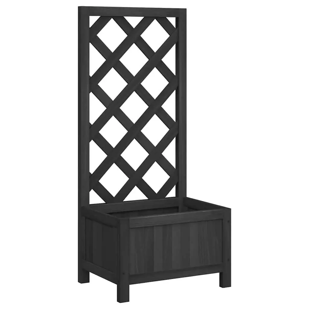 Wooden Planter with Trellis Support Black Solid Fir Garden Patio Outdoor