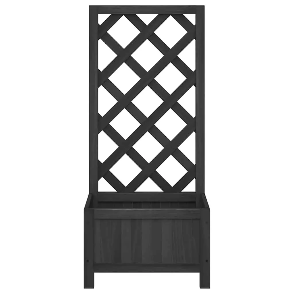 Wooden Planter with Trellis Support Black Solid Fir Garden Patio Outdoor