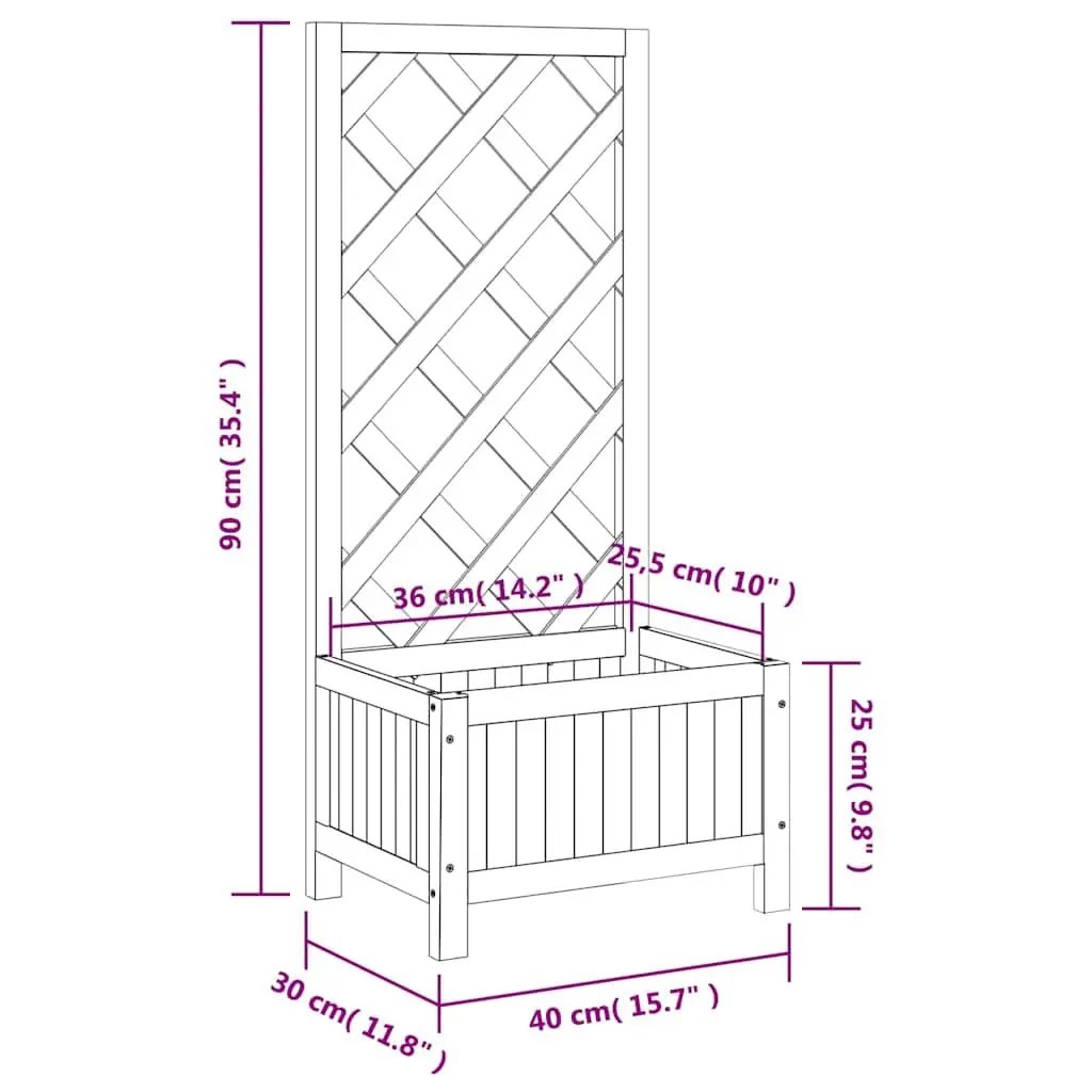 Wooden Planter with Trellis Support Black Solid Fir Garden Patio Outdoor