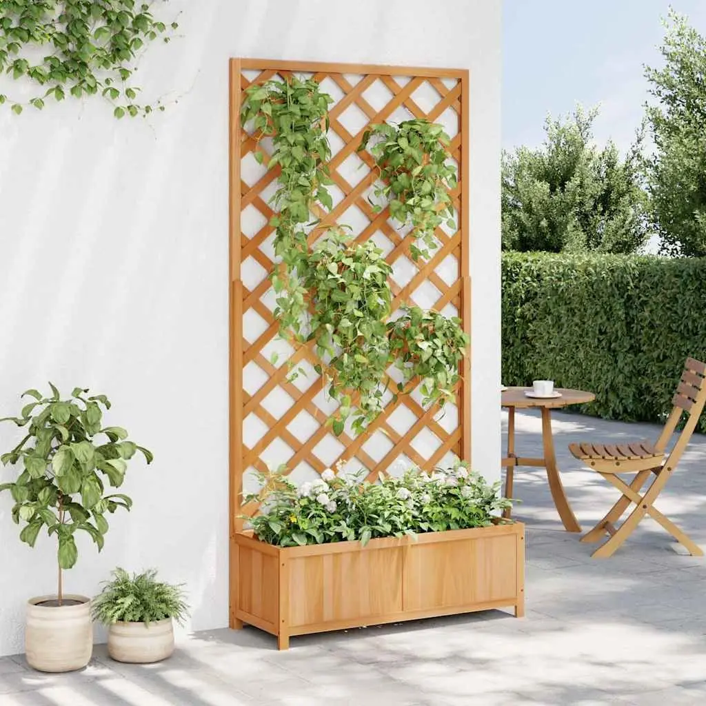 Wooden Planter with Trellis Vertical Gardening 90x35x180cm Brown