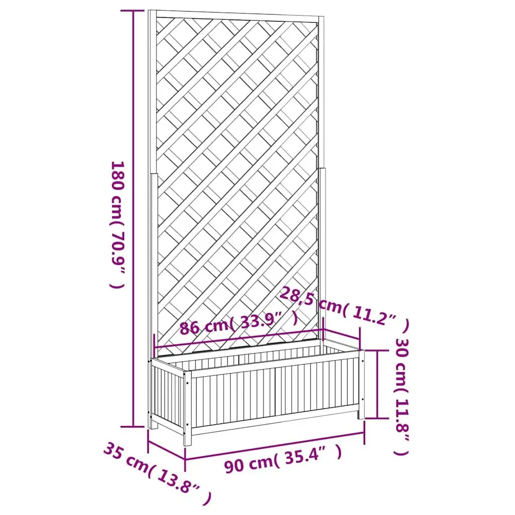 Wooden Planter with Trellis Vertical Gardening 90x35x180cm Brown