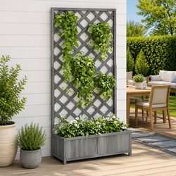 Value-Packed Grey Wooden Planter with Trellis