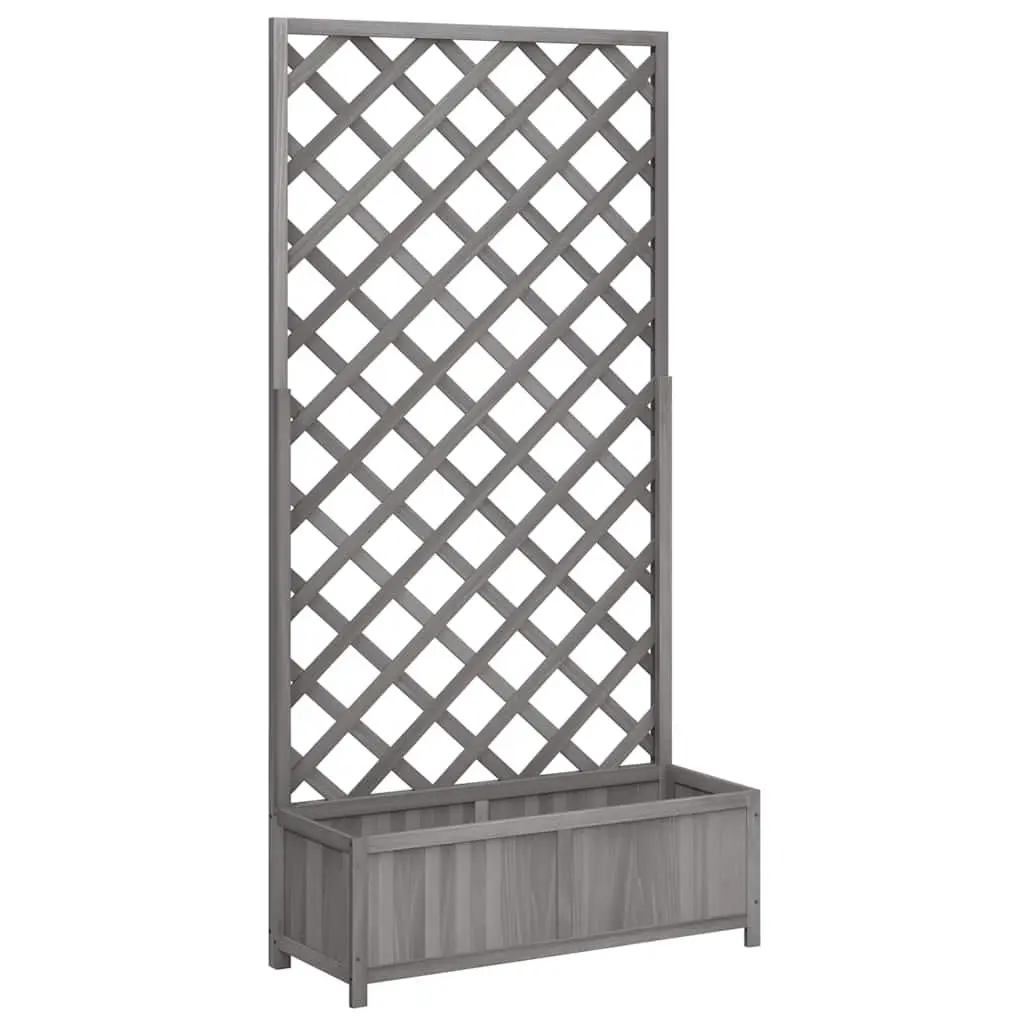 Wooden Planter Box with Trellis Grey Garden Flower Herb Climbing Plant Support