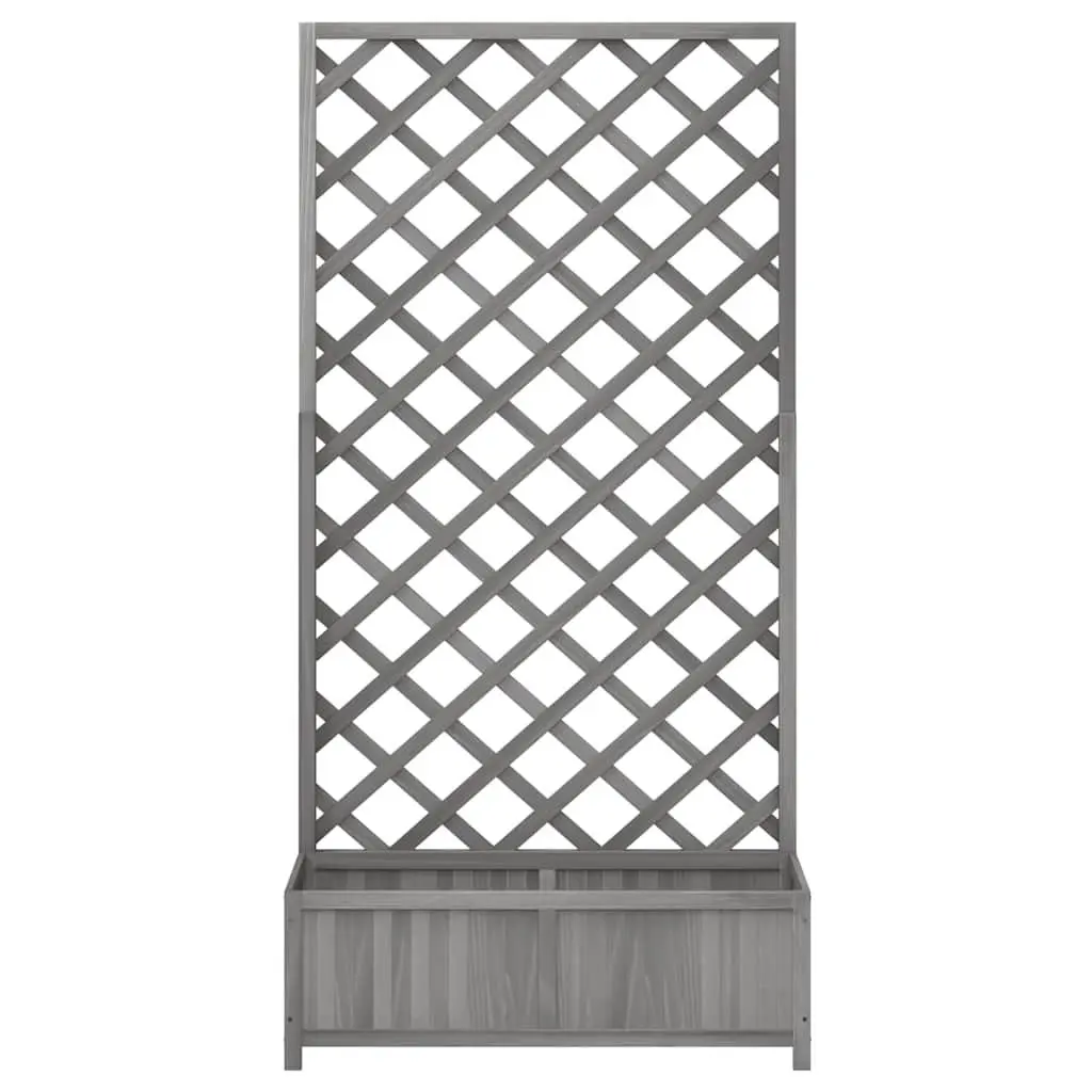 Wooden Planter Box with Trellis Grey Garden Flower Herb Climbing Plant Support