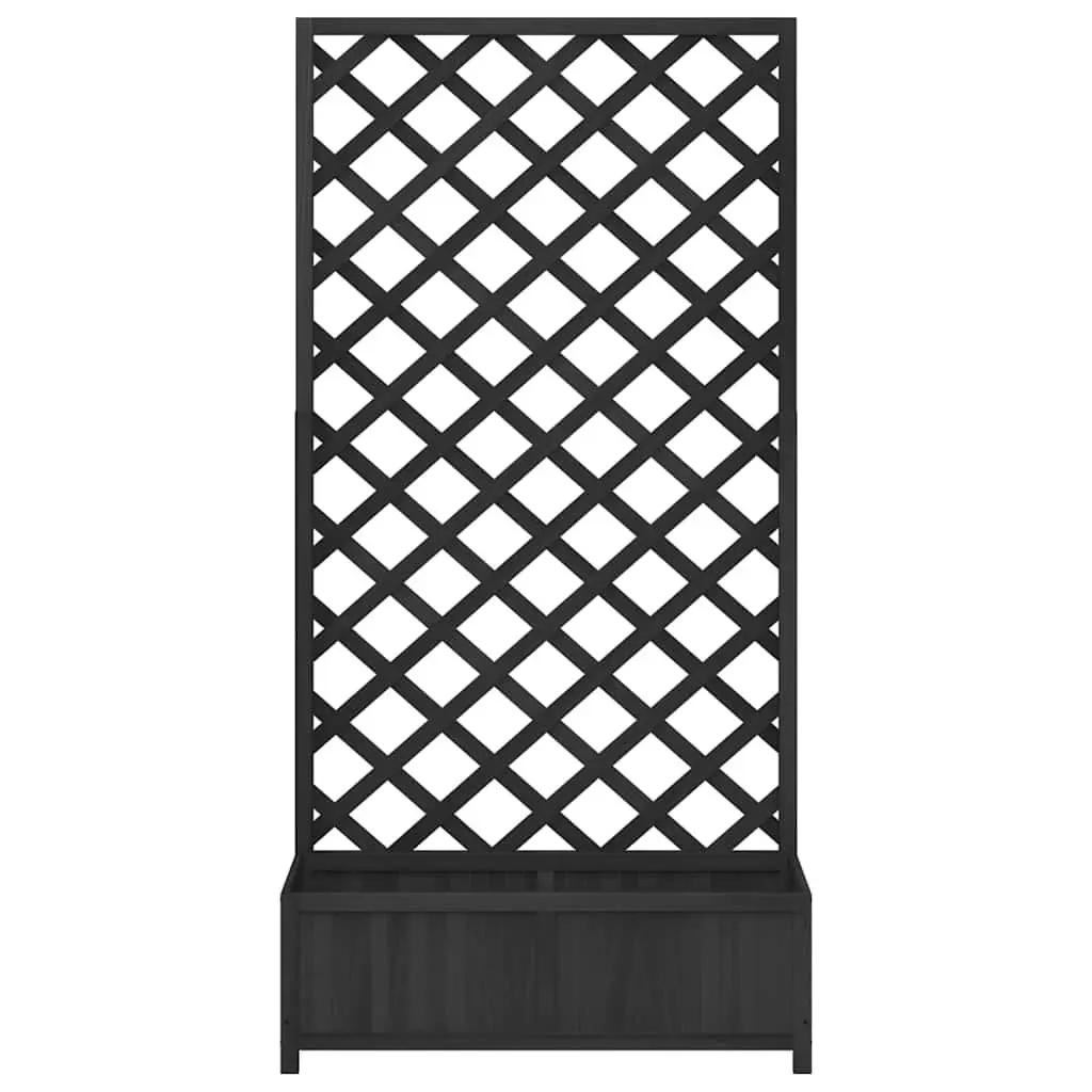 Wooden Planter with Trellis Climbing Plants Support Black Solid Fir