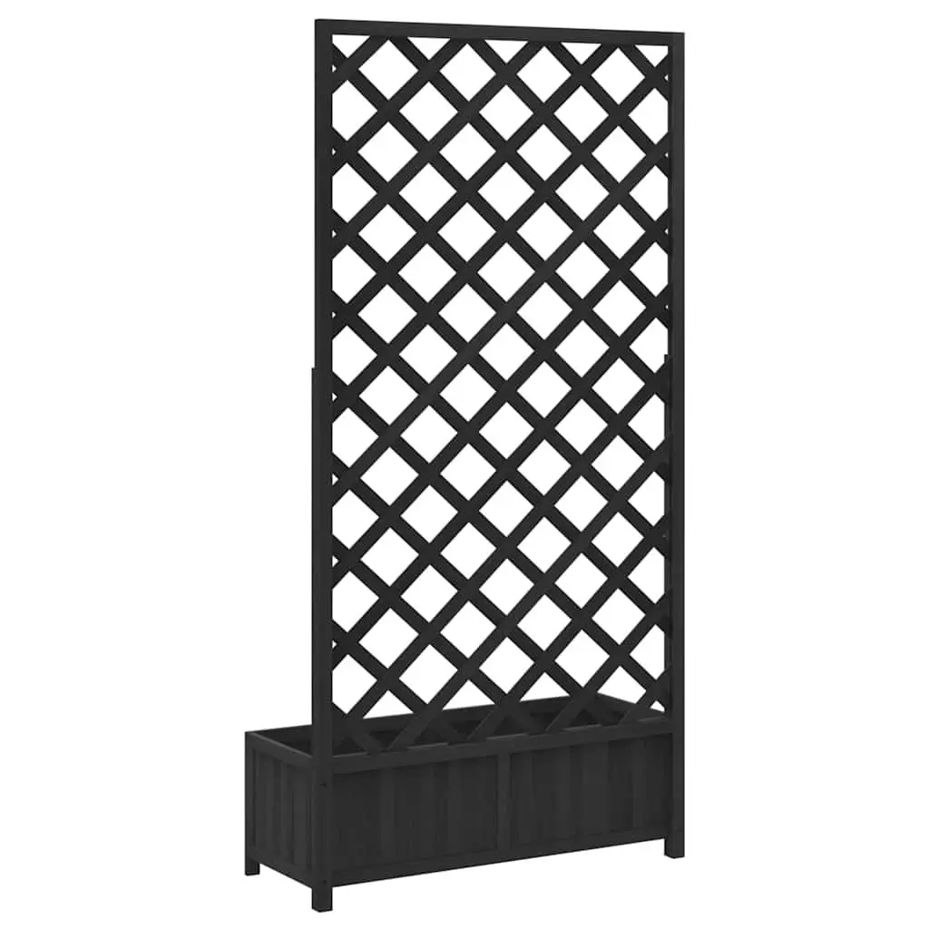 Wooden Planter with Trellis Climbing Plants Support Black Solid Fir