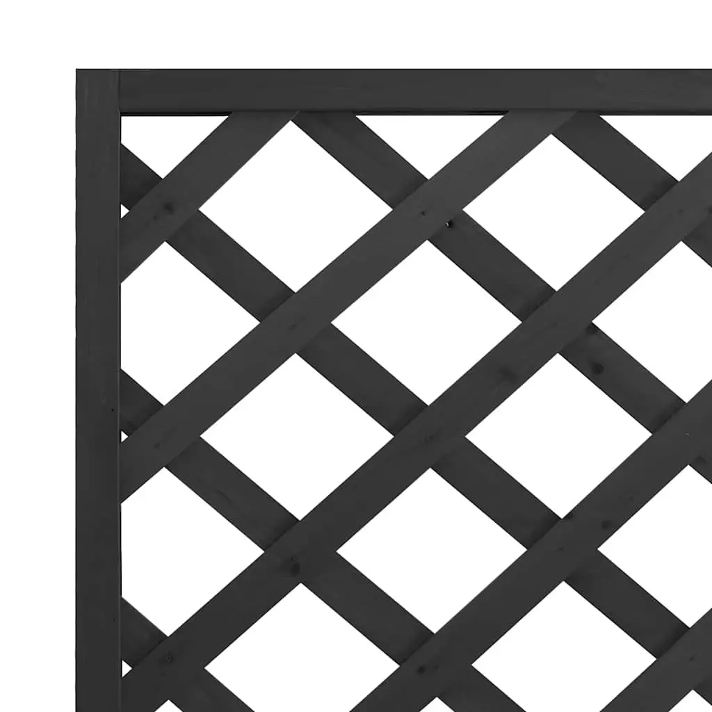 Wooden Planter with Trellis Climbing Plants Support Black Solid Fir