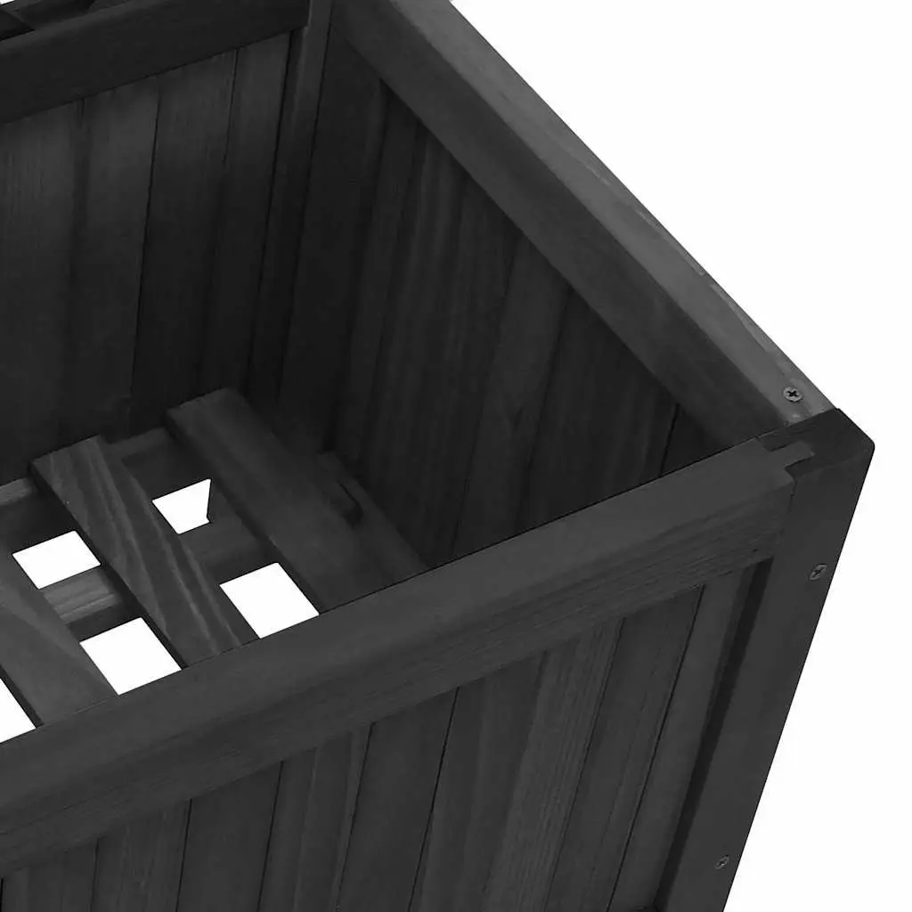 Wooden Planter with Trellis Climbing Plants Support Black Solid Fir