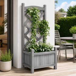 Value-Driven Wooden Planter with Trellis for Climbing Plants