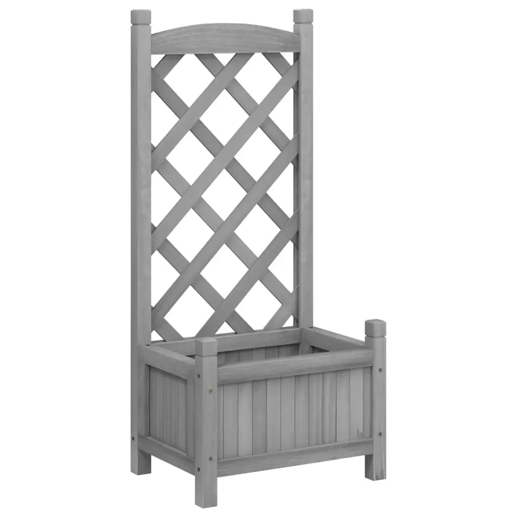 Wooden Planter Trellis Climbing Plant Support Grey Solid Fir Garden