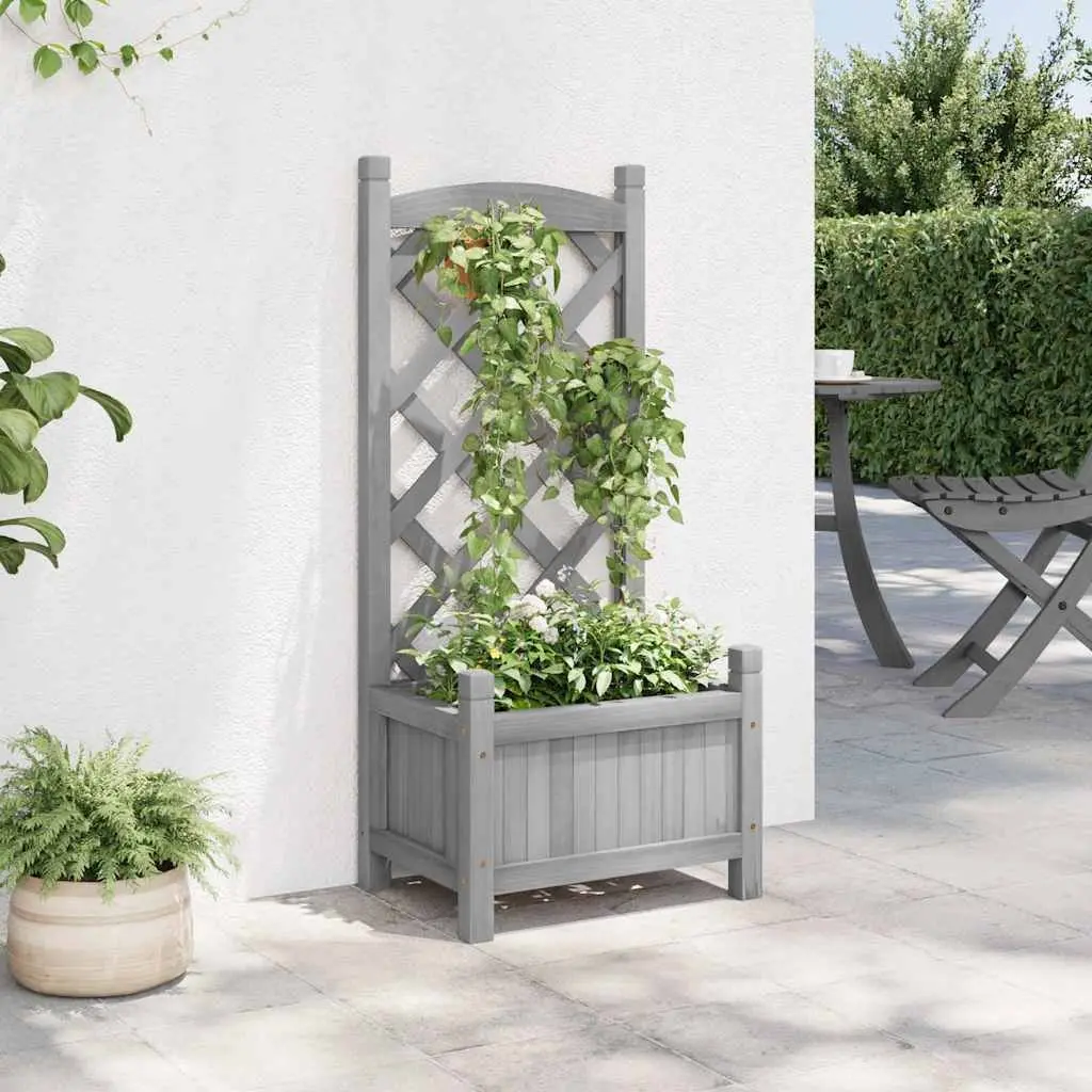 Wooden Planter Trellis Climbing Plant Support Grey Solid Fir Garden