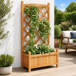 Practical Wooden Planter with Trellis for Your Garden