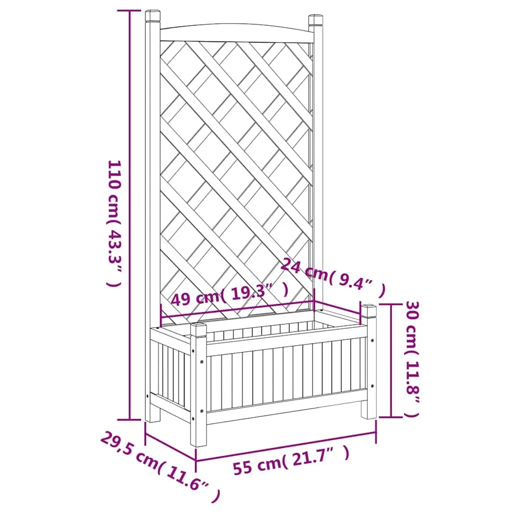 Wooden Planter Trellis for Climbing Plants Brown Fir Garden Patio Outdoor