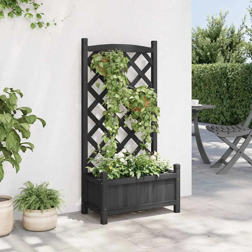 Wooden Planter Trellis Climbing Plants Black Fir Garden Patio Outdoor