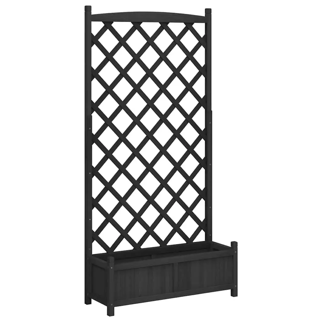 Wooden Planter Trellis Support Black Solid Fir Garden Climbing Plants