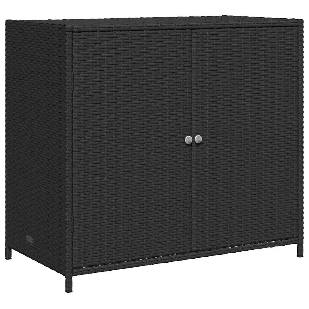 Garden Storage Cabinet Outdoor Organiser Box 83 x 45 x 76 cm Black Poly Rattan