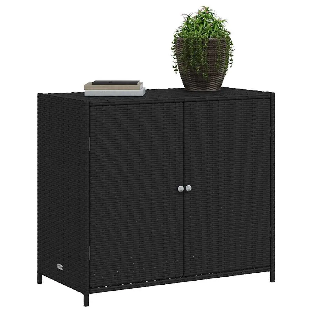 Garden Storage Cabinet Outdoor Organiser Box 83 x 45 x 76 cm Black Poly Rattan
