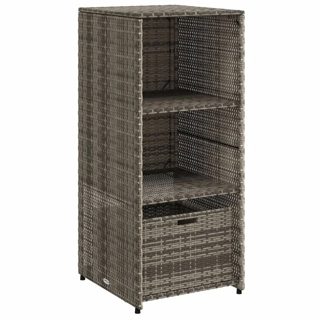 Garden Storage Cabinet Grey Outdoor Furniture Poly Rattan 50x55x115cm Shelves