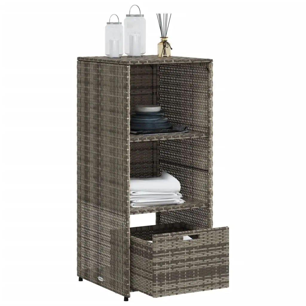 Garden Storage Cabinet Grey Outdoor Furniture Poly Rattan 50x55x115cm Shelves