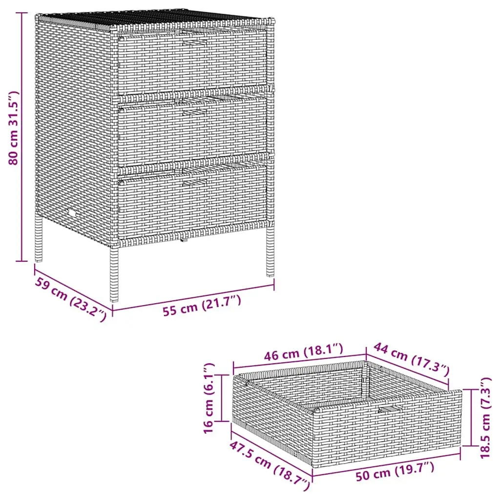 Outdoor Storage Cabinet with 3 Drawers