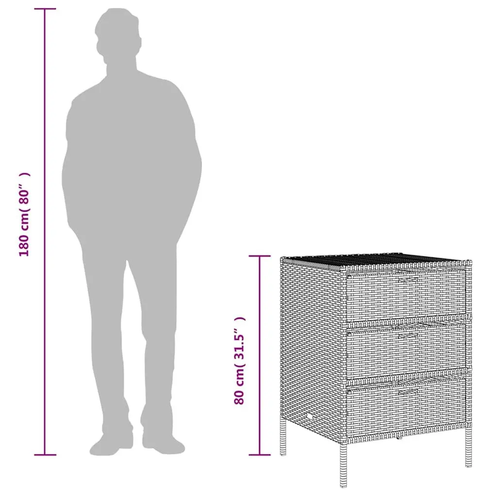 Garden Storage Cabinet with 3 Drawers