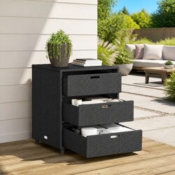 Reliable 3 Drawer Garden Storage Cabinet in Black
