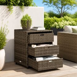 Grey Outdoor Cabinet with 3 Drawers - Reliable Storage