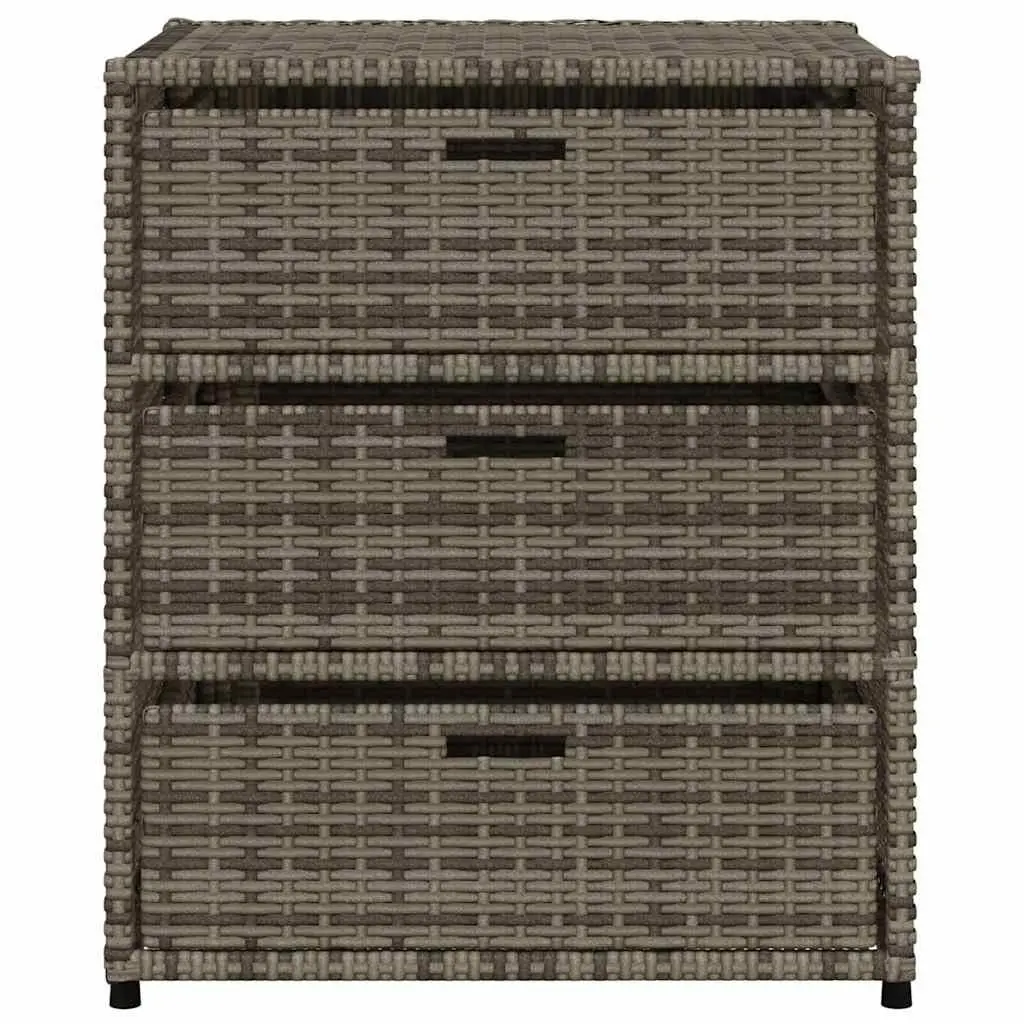 Garden Storage Cabinet Outdoor Poly Rattan Grey 3 Drawers